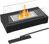 AevQuas Modern Adjustable Bioethanol Fireplace With Glass Surround And Fuel Tool