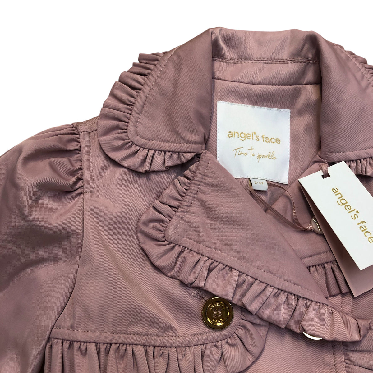 Angel's Face Perdey Trench Coat Kids Pink Ruffled 2-3 Years