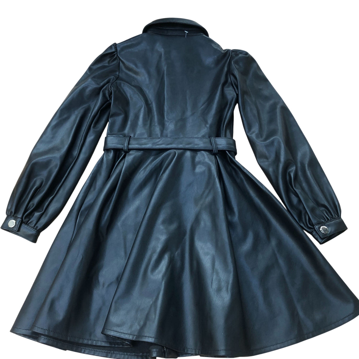 River Island Women's Black Faux Leather Shirt Dress With Belt 8 Years