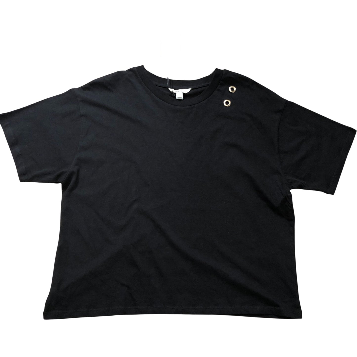 River Island Relaxed T-Shirt Black Women's Cotton Top with Eye Size 10
