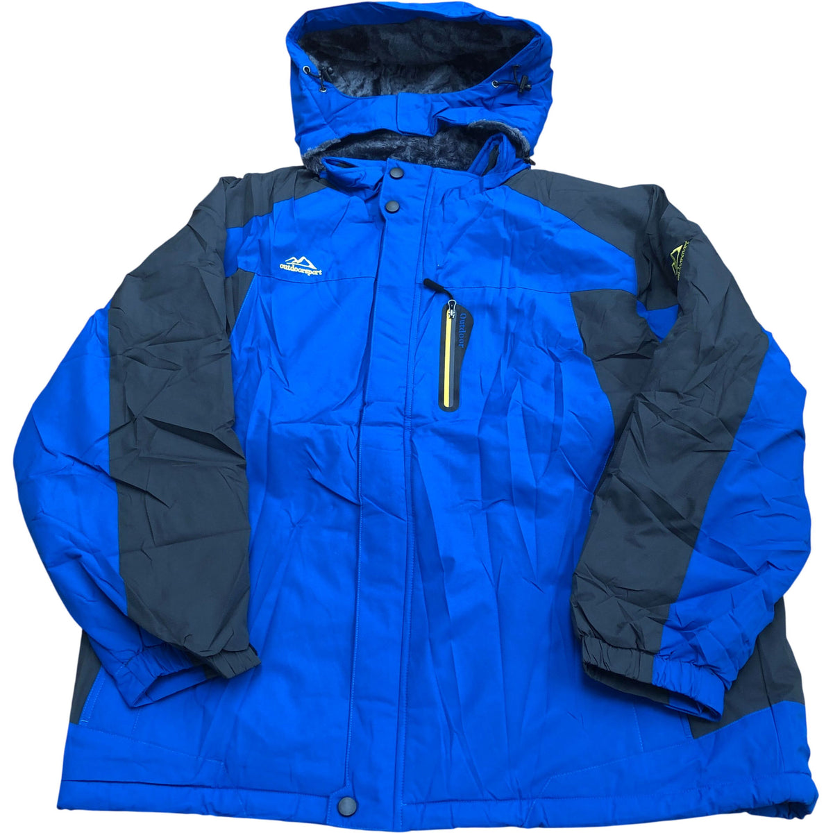Outdoor Jacket 2XL Men's Blue Insulated Waterproof Snow Coat with Hood