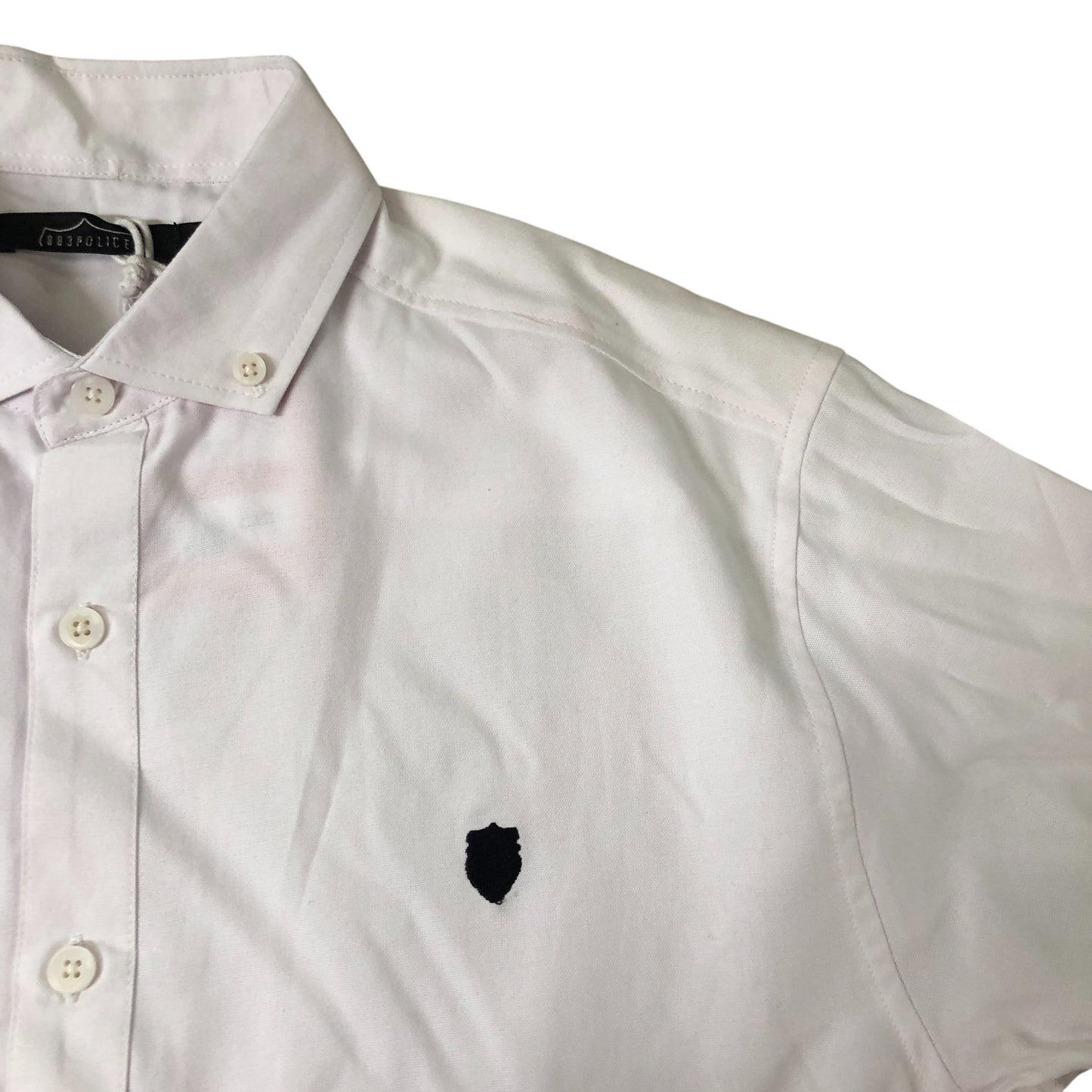 883 Police Foggia Shirt M Men's White Short Sleeve Button Down Cotton