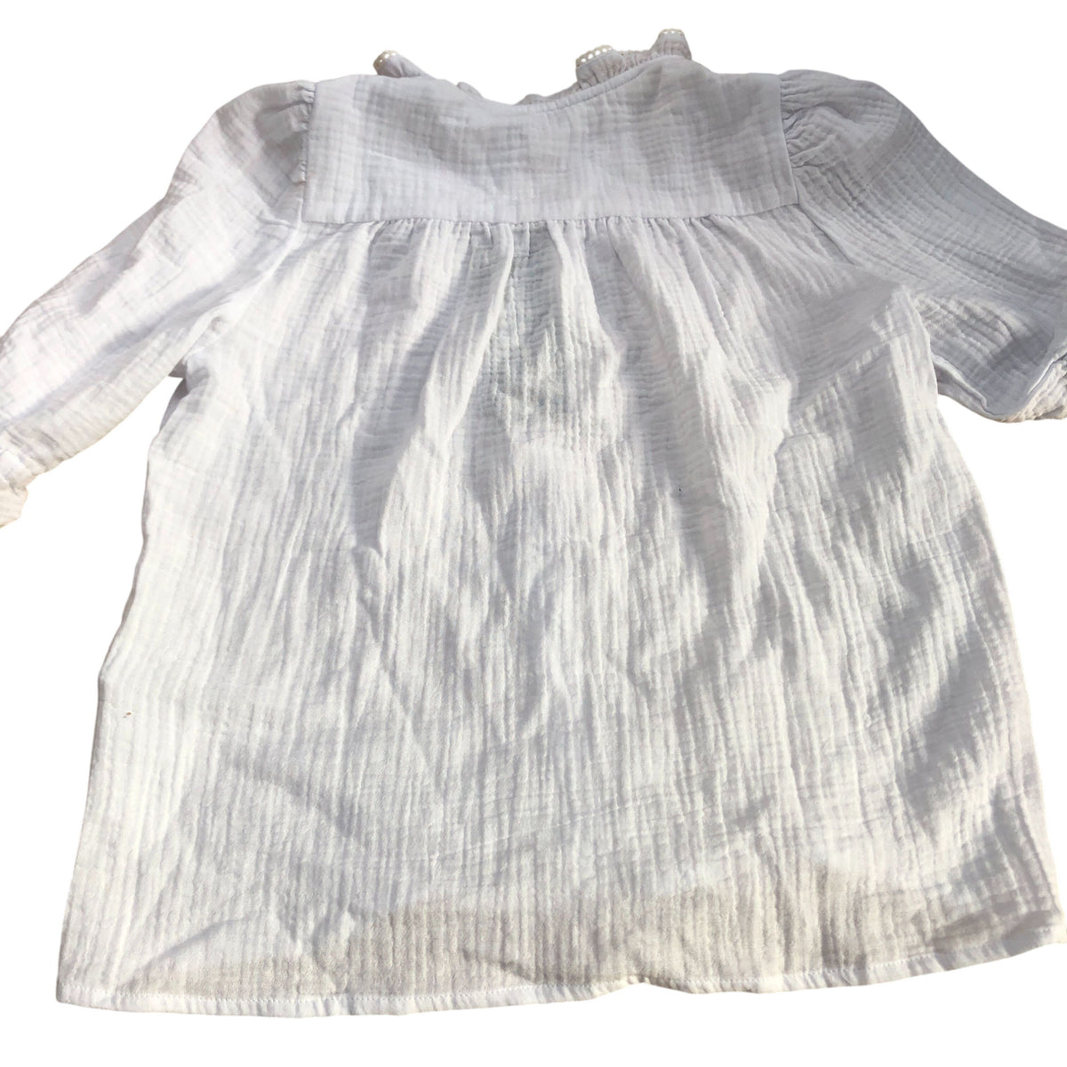 Baukjen Blouse UK10 Women's White Button-Up Organic Cotton Short Sleeve