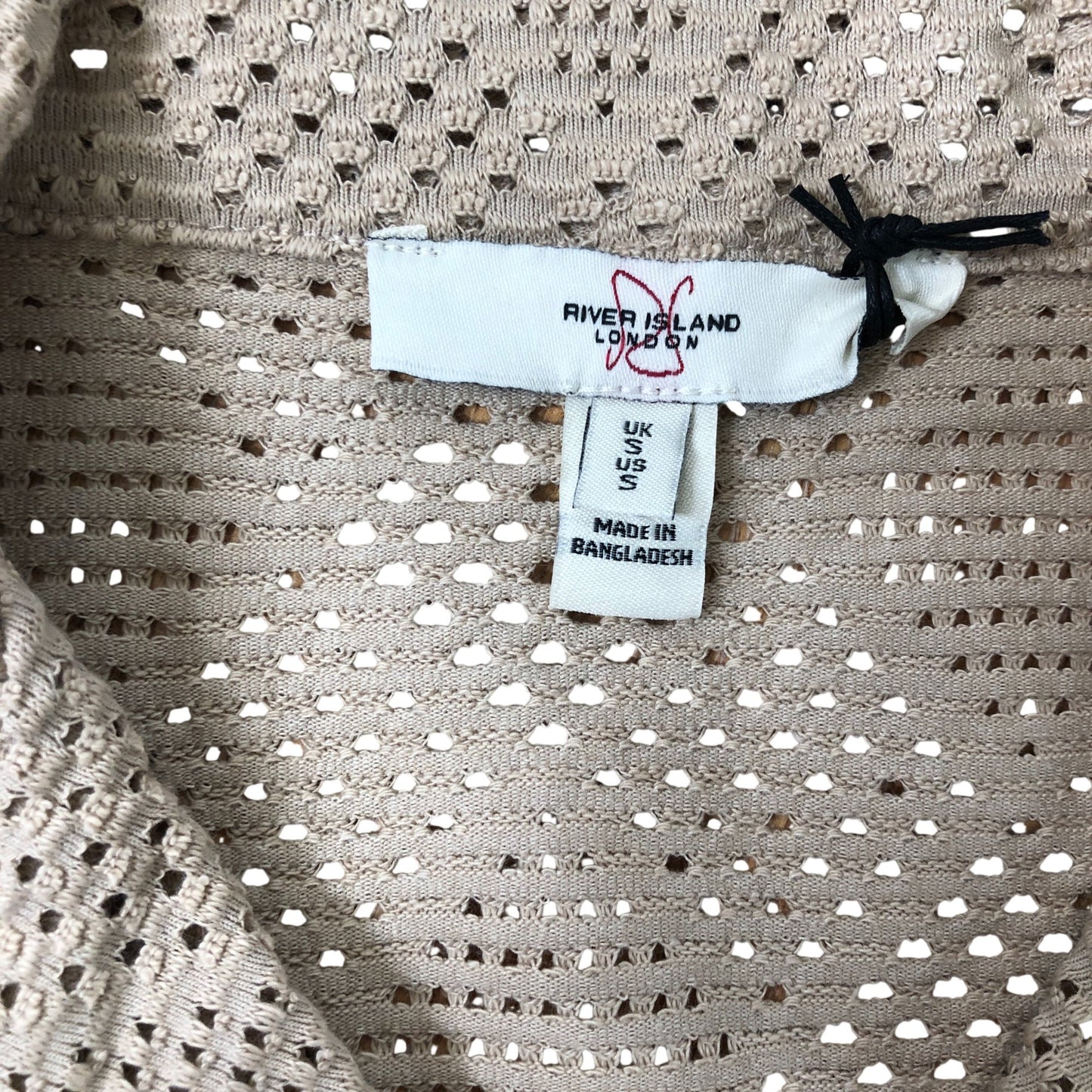 River Island Casual Short Sleeve Shirt Size S Men Beige Patterned Mesh Top