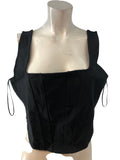 River Island Black 60s Riv Sol Cropped Top L Women Sleeveless Cotton Blend
