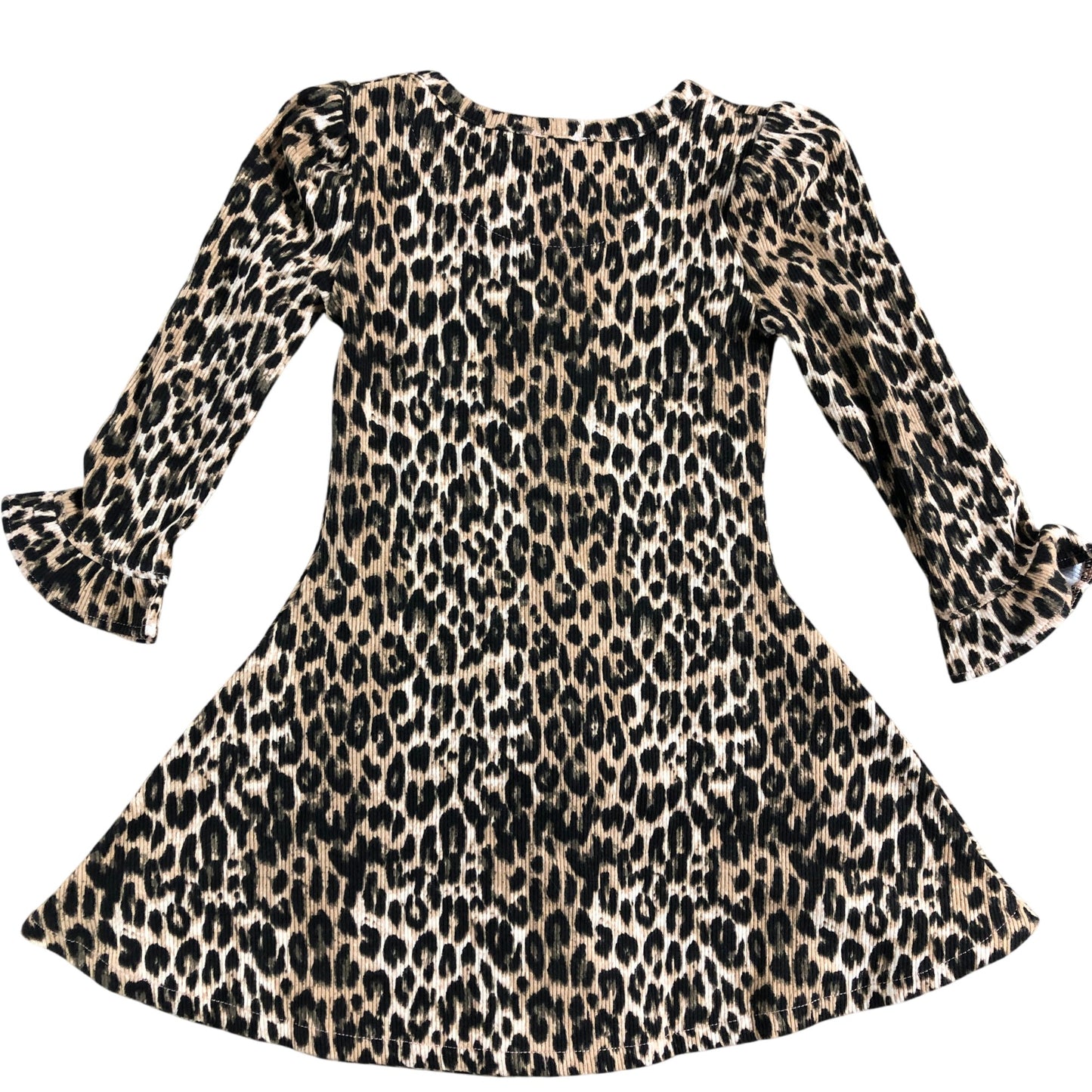 River Island Mini Dress 12-18 Months Girls Leopard Print Long Sleeve Brown