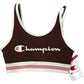 Champion Iconic Bra Top XS Women's Sports Bra Ruby Brown Cream