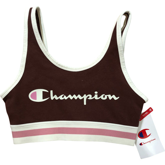 Champion Iconic Bra Top XS Women's Sports Bra Ruby Brown Cream