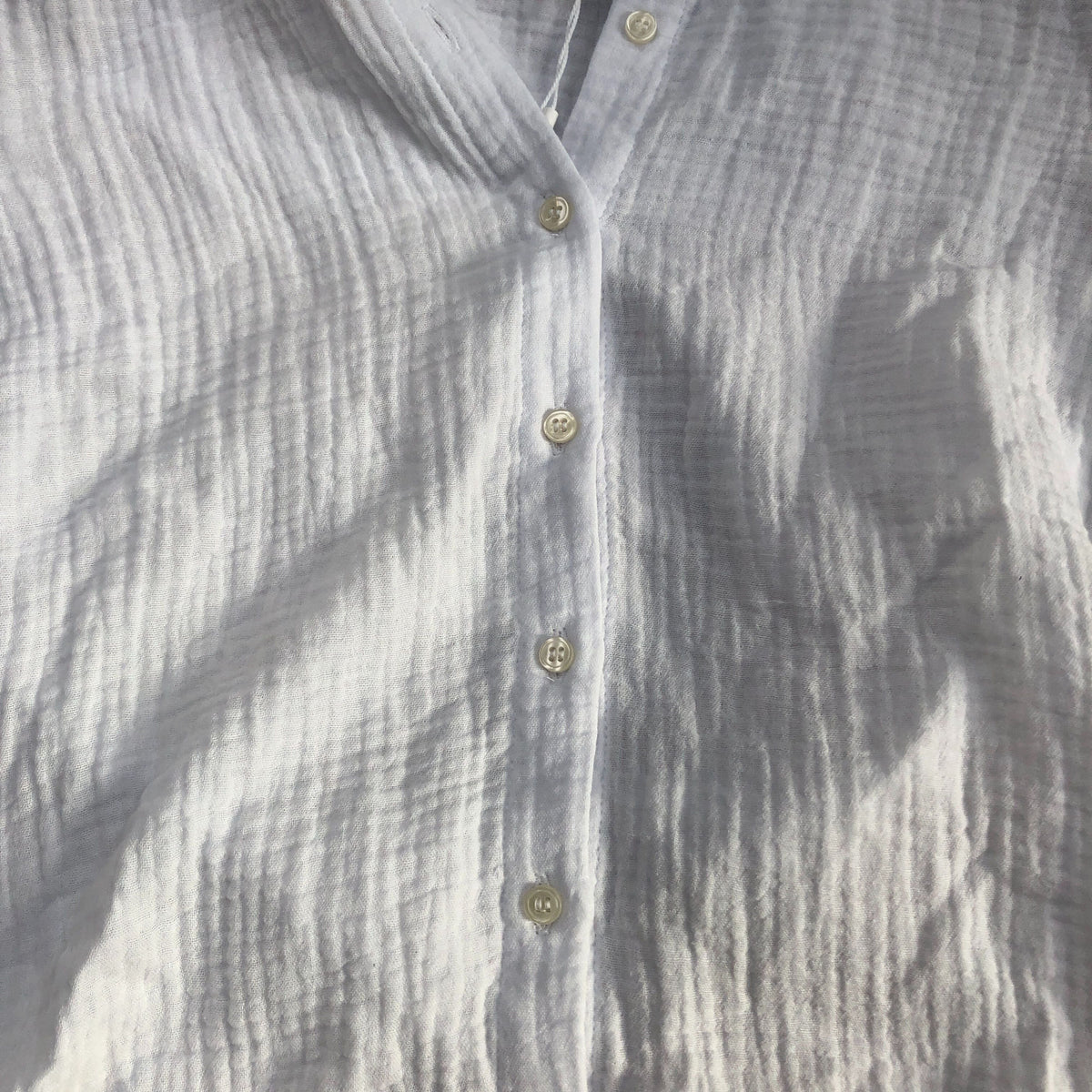 Baukjen Blouse UK10 Women's White Button-Up Organic Cotton Short Sleeve