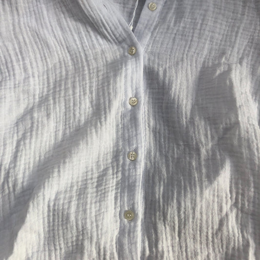 Baukjen Blouse UK10 Women's White Button-Up Organic Cotton Short Sleeve