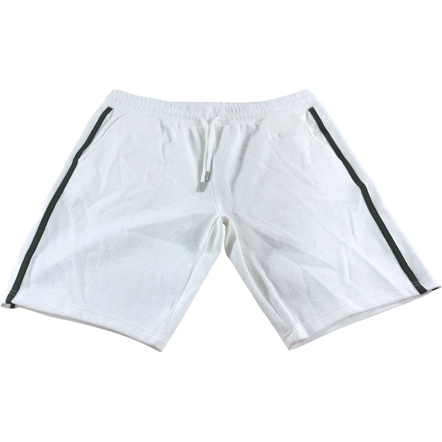 River Island Men's White Stretch Stripe Shorts UK S Pocket