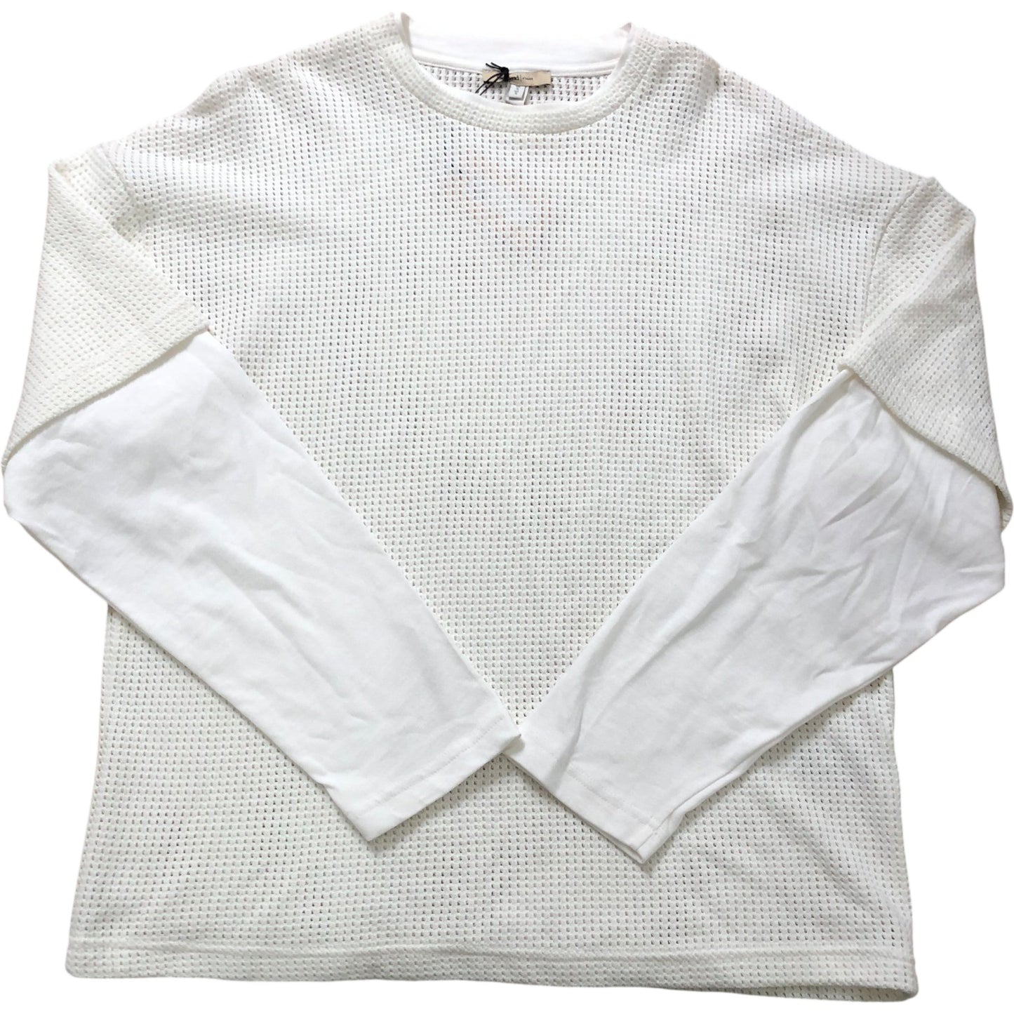 River Island Oversize Cream & White Waffle Knit Long Sleeved Top Size S