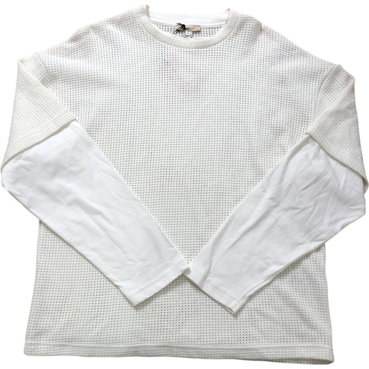 River Island Oversize Cream & White Waffle Knit Long Sleeved Top Size S