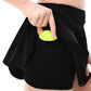 Black Tennis Spandex Skirt With Shorts & Pockets XL