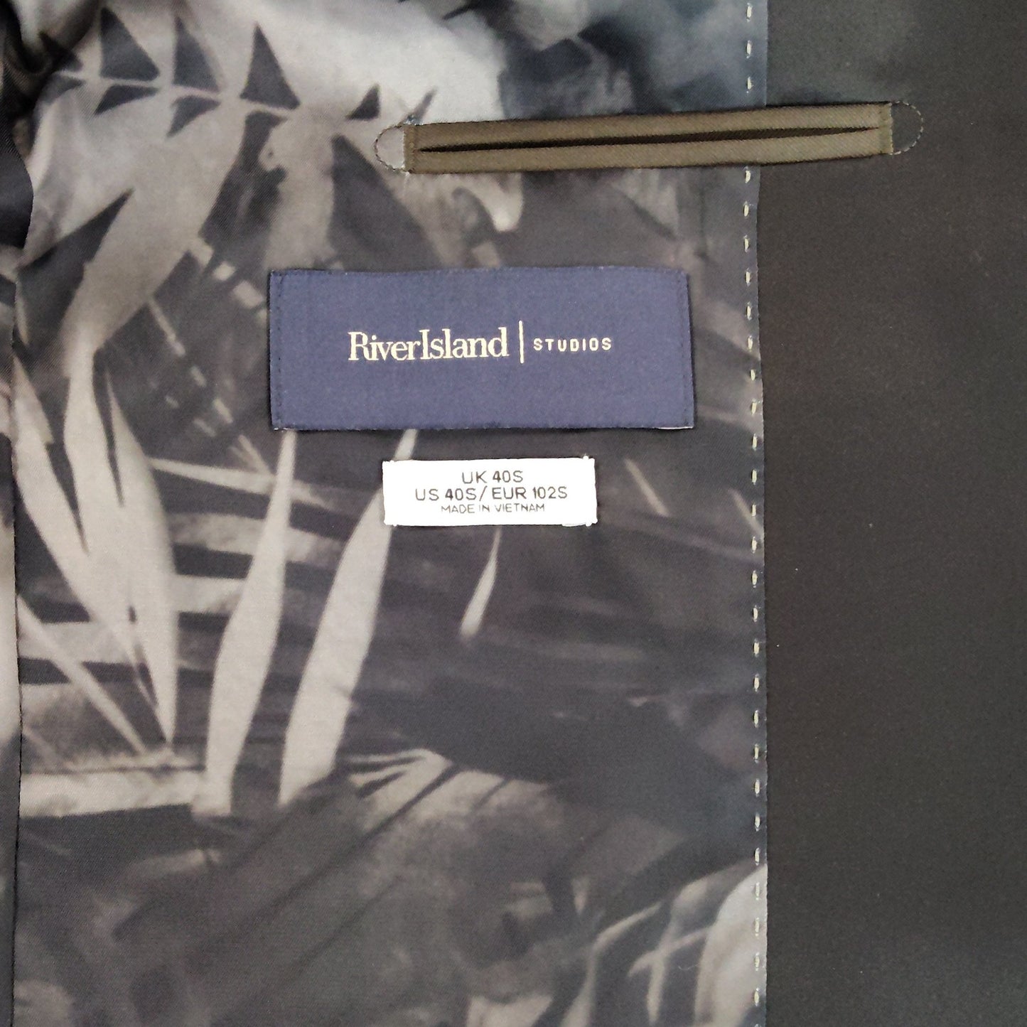 River Island Studios 40S Men's Suit Jacket Blazer Olive Green Slim Fit New