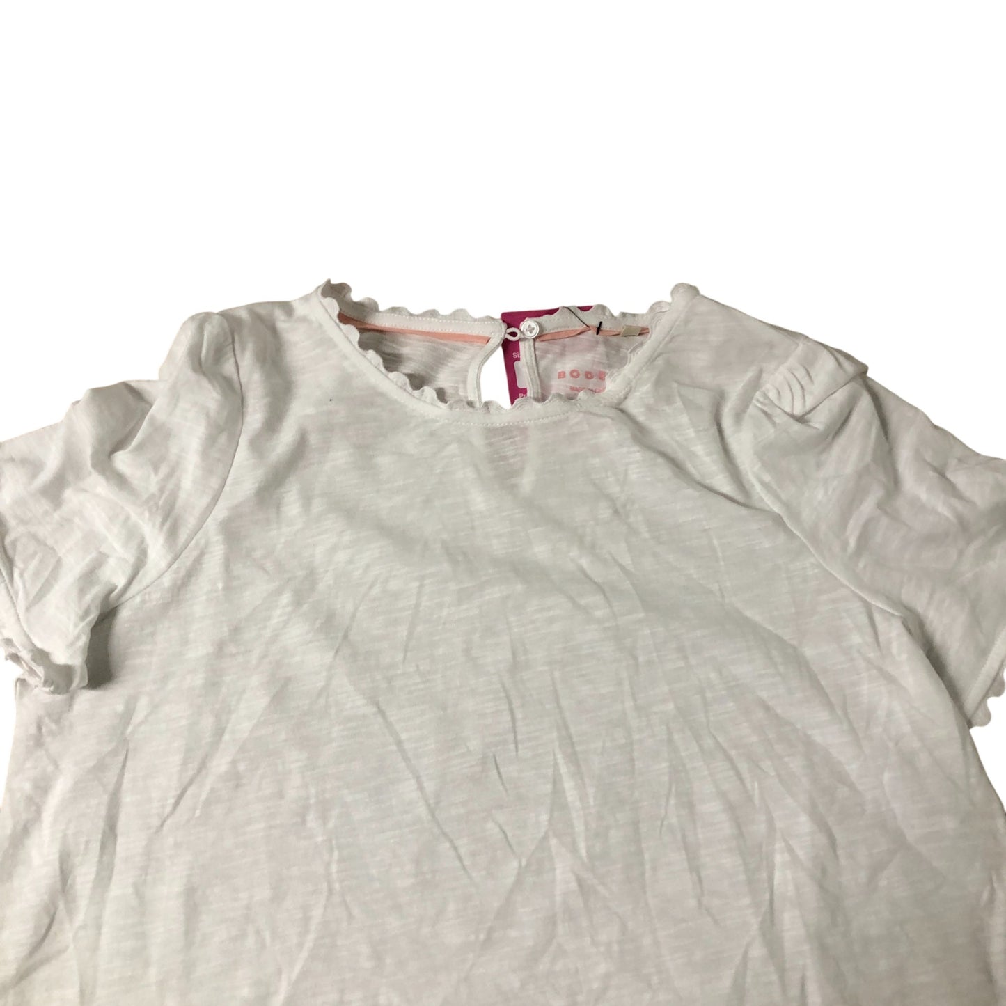 Girl's White Frill Short Sleeve Top Cotton Casual Wear UK12