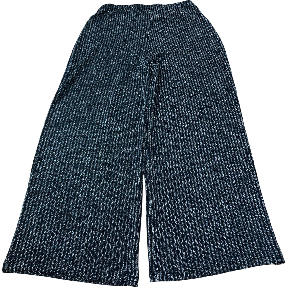 Wide Leg Trousers Size 10 Women's Black Vertical Stripe Casual Style