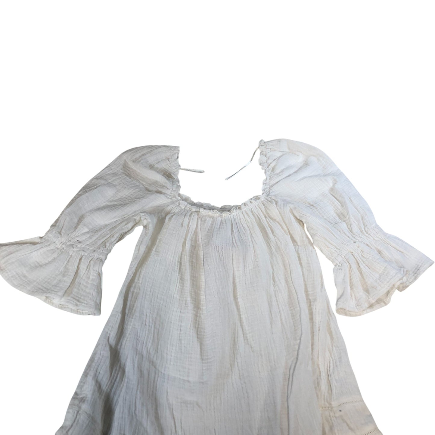 River Island Puff Sleeve Mini Dress Size UK8 Women's White Cotton Flowy Fashion