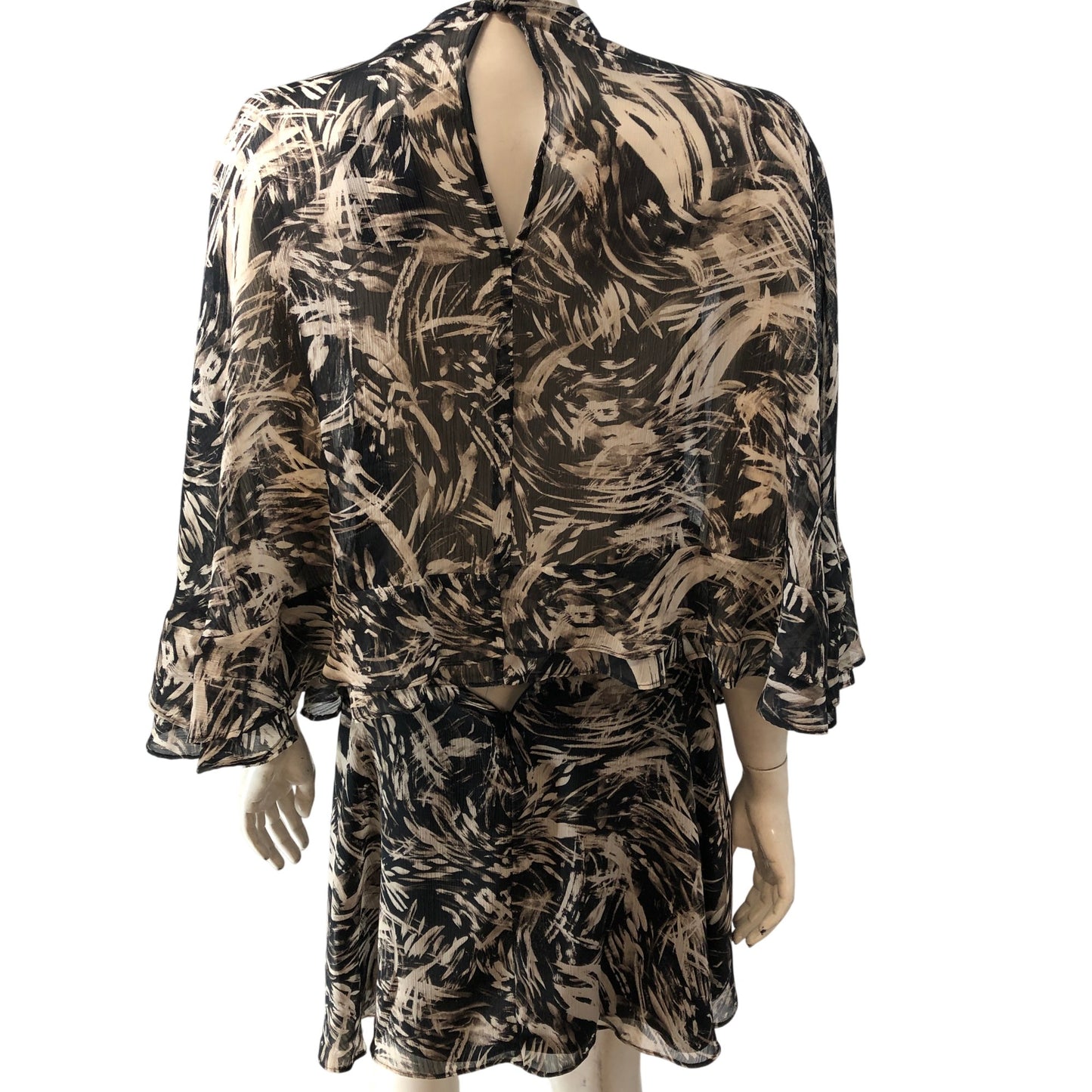 River Island UK14 Women's Brown Abstract Print Short Dress Summer Style