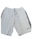 White Sports Shorts XXS Men's Comfort Fit Waffle Pattern Drawstring Side Stripe