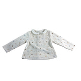 Cyrillus Baby Girls White Long Sleeve Top 18 Months Animal Print Cotton Blend