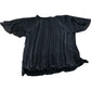 River Island Pleated Blouse Size UK12 Women's Black Sheer Sleeve Pleated Design