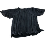 River Island Pleated Blouse Size UK12 Women's Black Sheer Sleeve Pleated Design