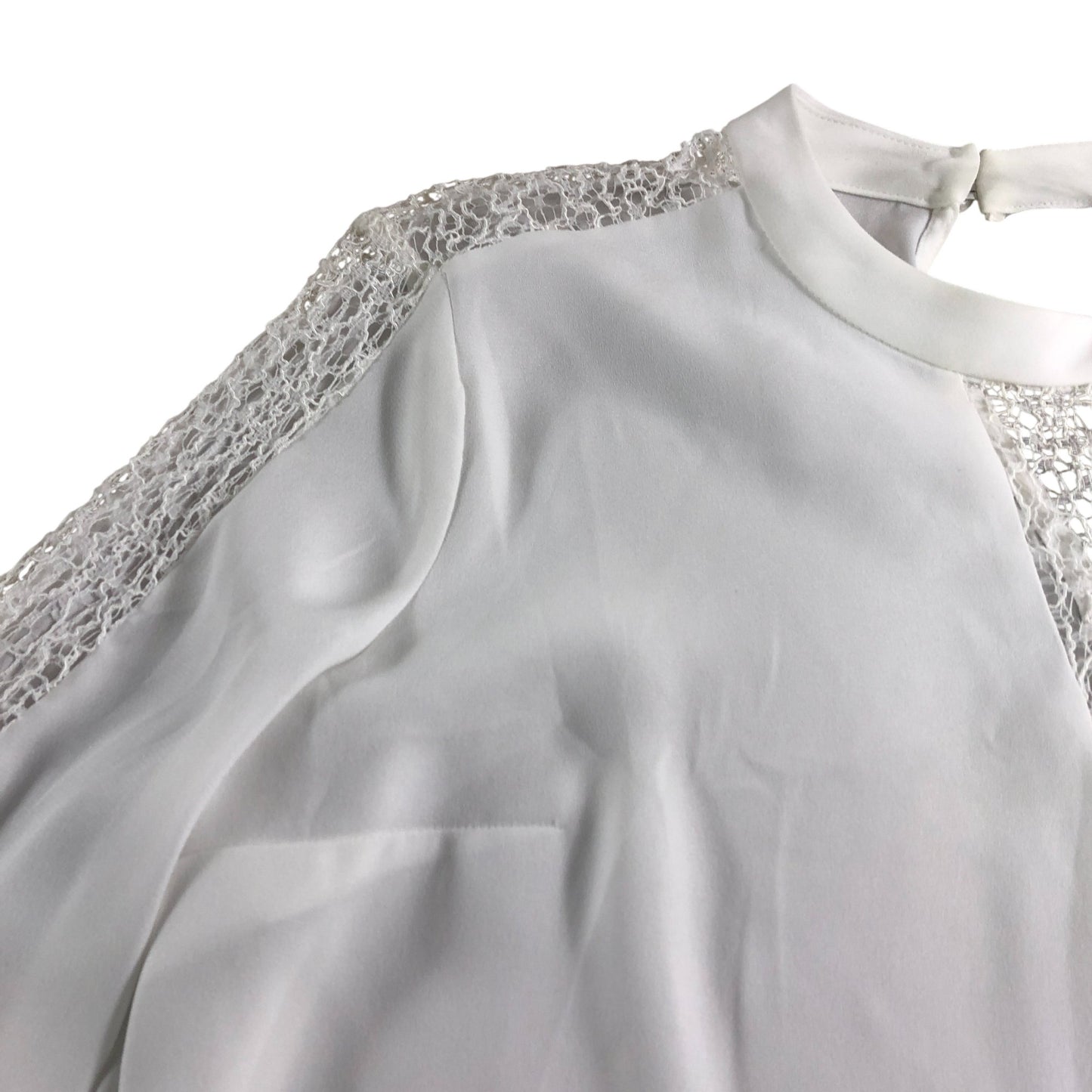 River Island White Lace Trim Blouse - Size 10