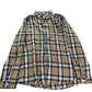 Flannel Shirt Men's Casual Long Sleeve Checked Brown Black XL