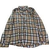 Flannel Shirt Men's Casual Long Sleeve Checked Brown Black XL