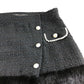 River Island Women's Black Tweed Skirt UK12 Faux Fur Detail Button Front