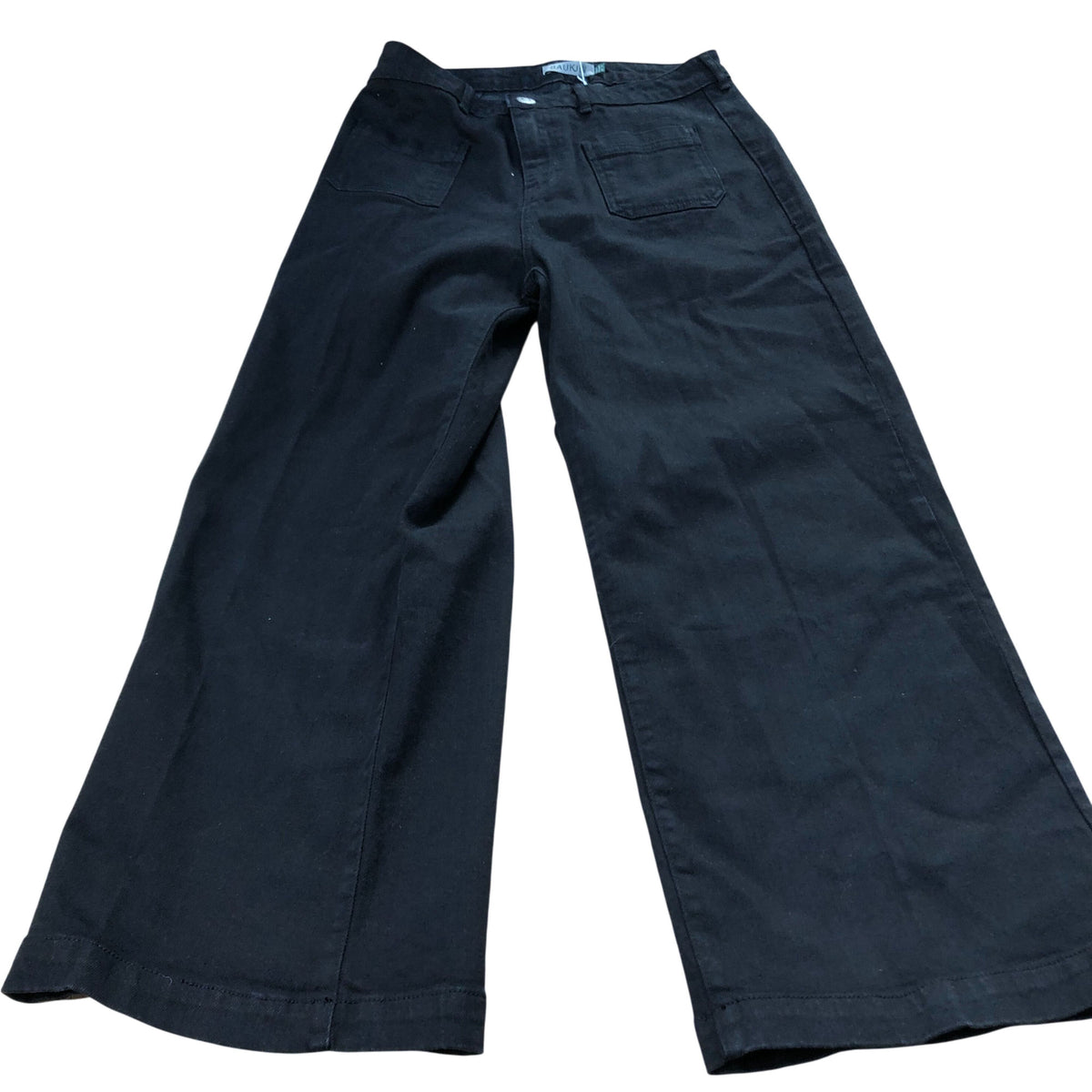 Baukjen Black Wide Leg Trousers UK12 Women's Organic Cotton Casual Style