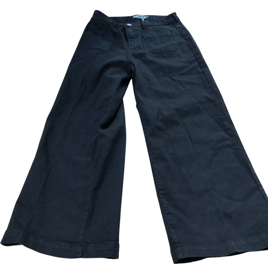 Baukjen Black Wide Leg Trousers UK12 Women's Organic Cotton Casual Style