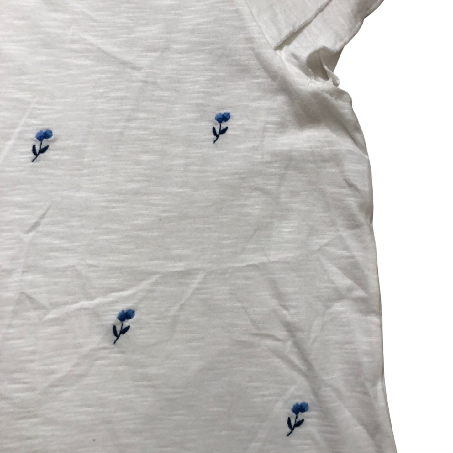 River Island Relaxed Size 10 Women's Floral Embroidered T-Shirt White