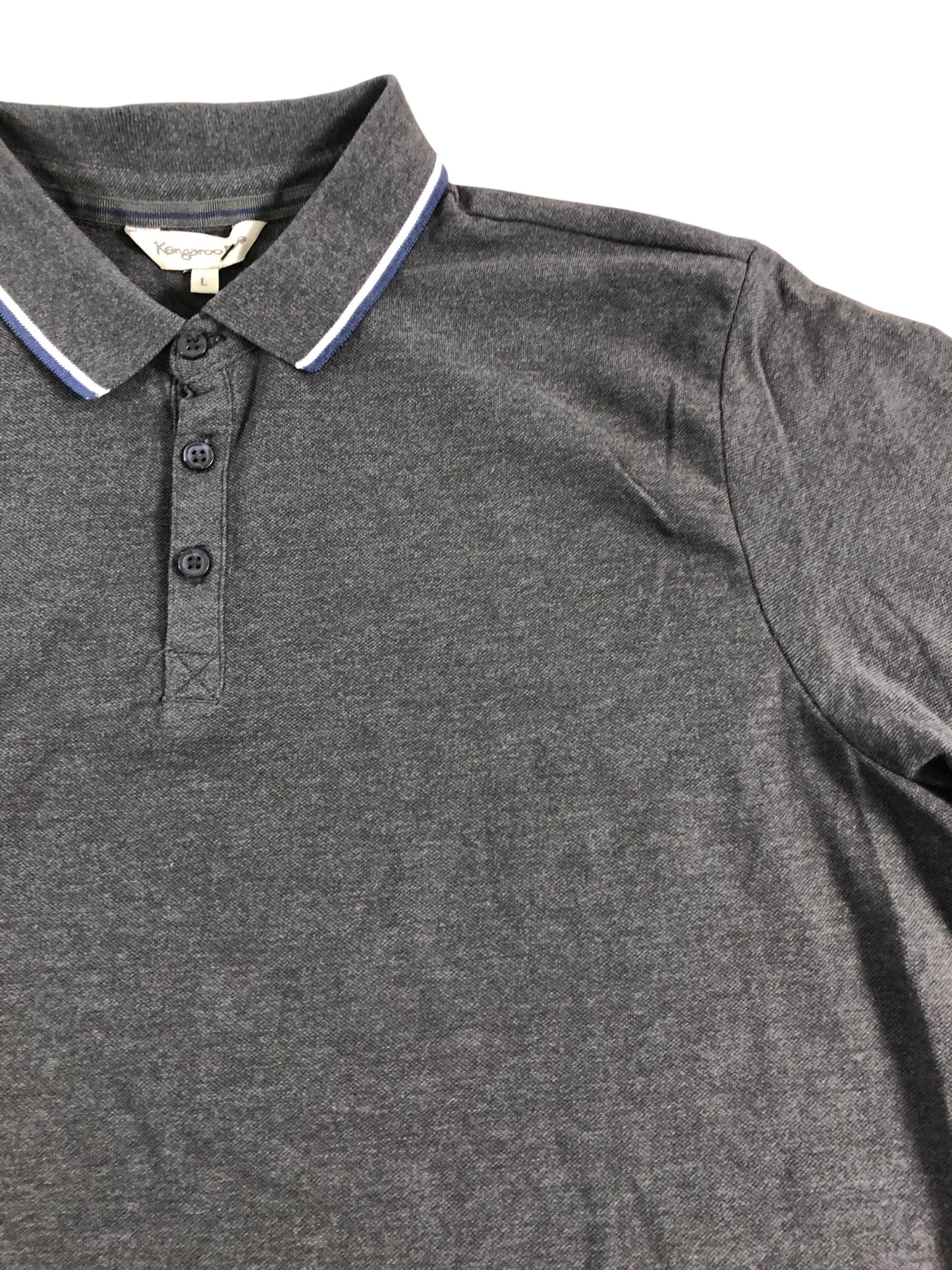 KANGAROO POO Polo Shirt Size L Mens Grey Casual Cotton Blend Short Sleeve