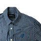 Navy Striped Casual Shirt Size Medium Men's Cotton Design