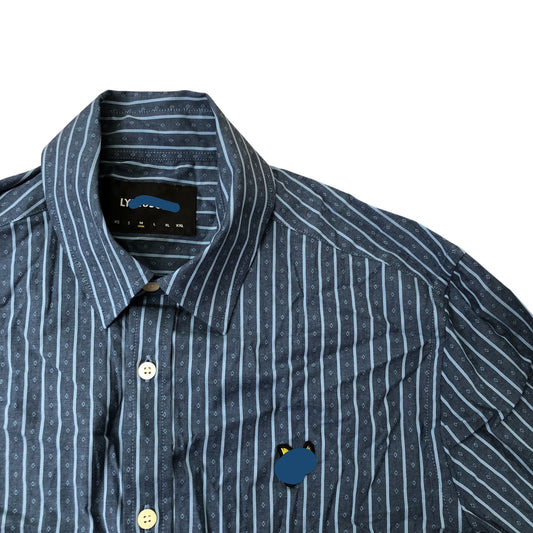 Navy Striped Casual Shirt Size Medium Men's Cotton Design