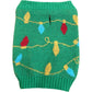 Green Christmas Dog Sweater String Lights Detail XS