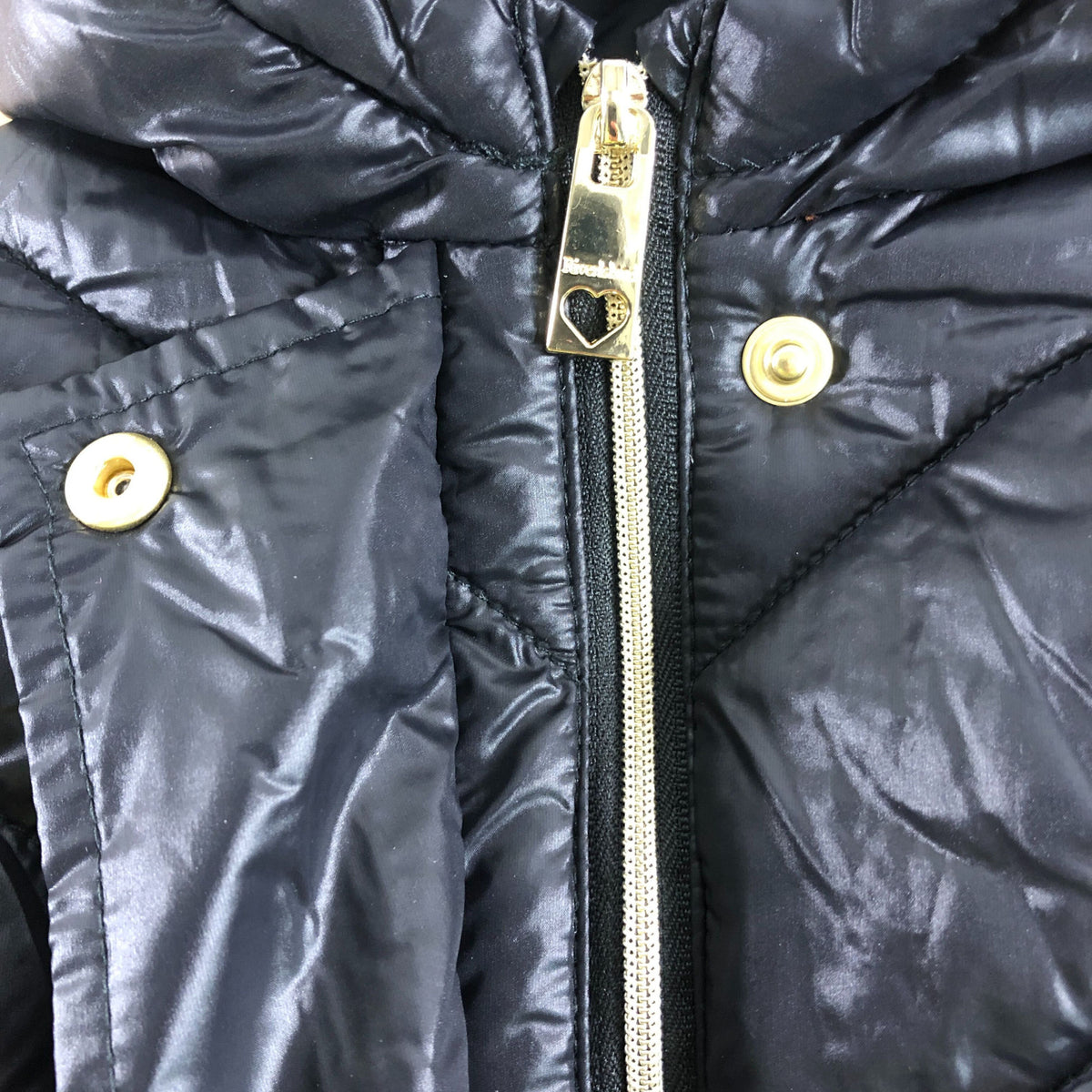 River Island Puffer Jacket UK7-8 Years Kids Black Hooded Zip Fastening