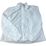Baukjen White Blouse UK10 Women's Cotton Long Sleeve Ruffled Neck Lace Detail