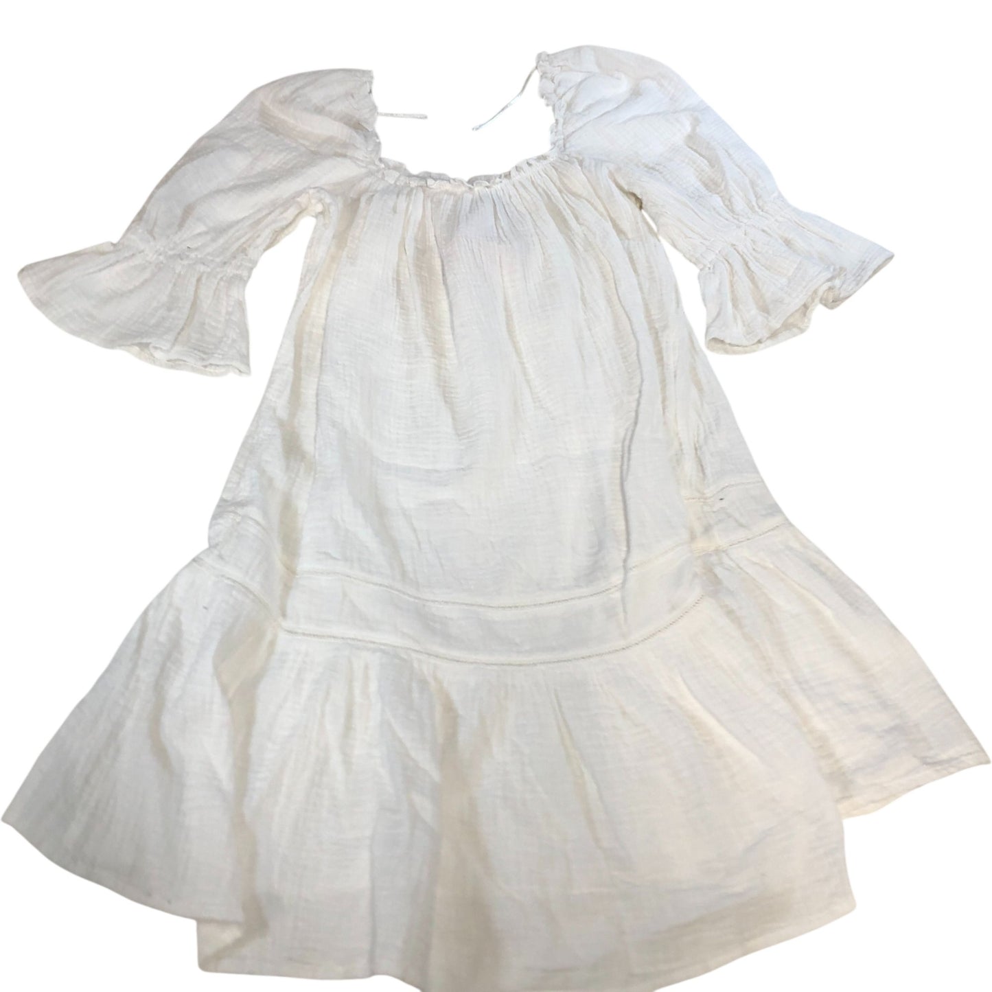 River Island Puff Sleeve Mini Dress Size UK8 Women's White Cotton Flowy Fashion