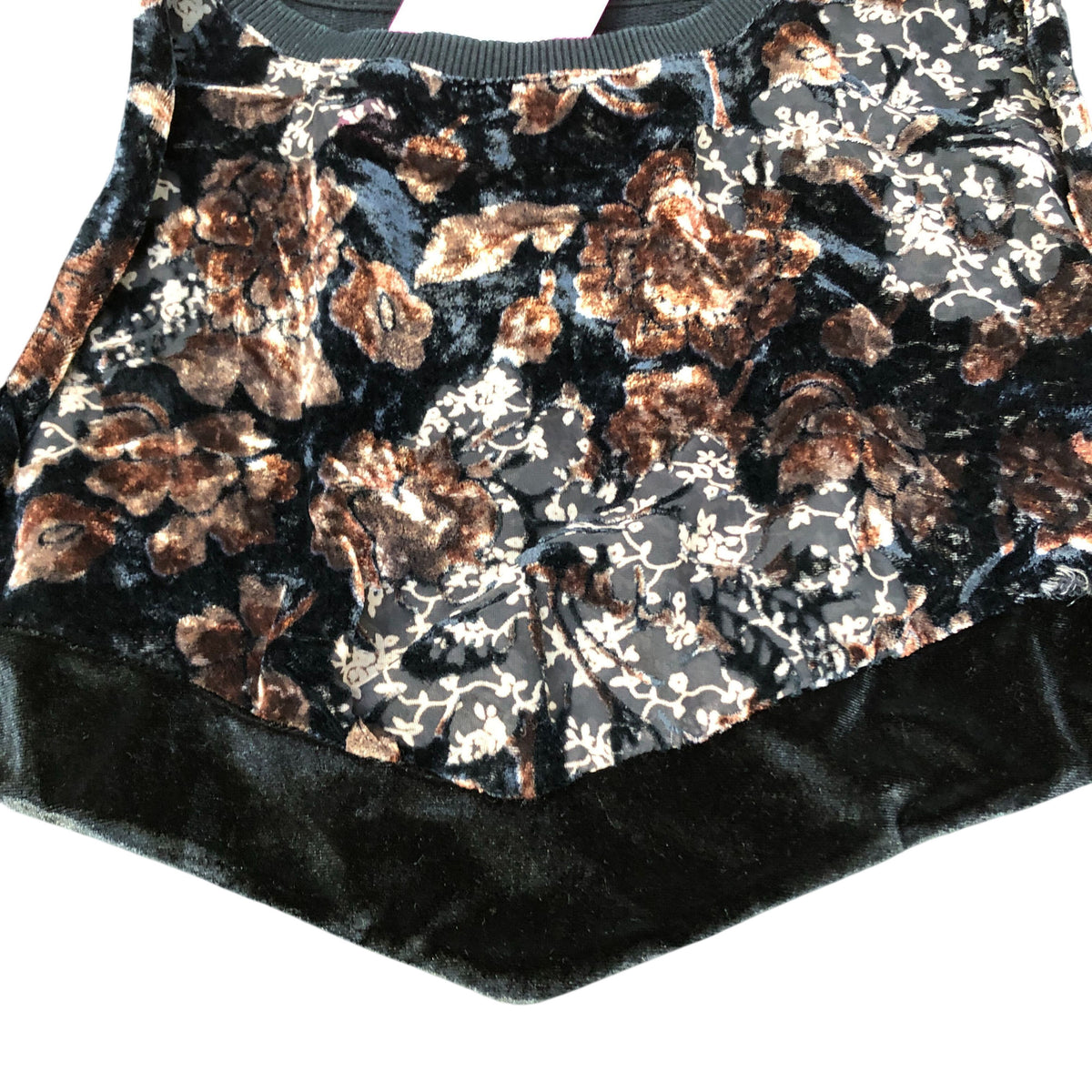 River Island Floral Velvet Sweatshirt UK 12 Women's Black Long Sleeve Top
