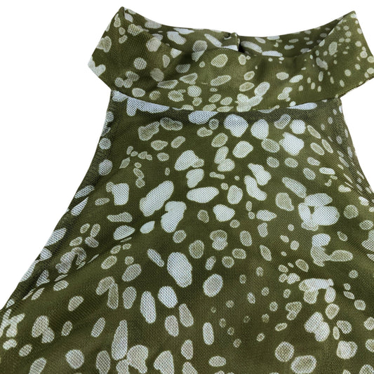 River Island Green Spot Mesh Ruched Top - Size 8