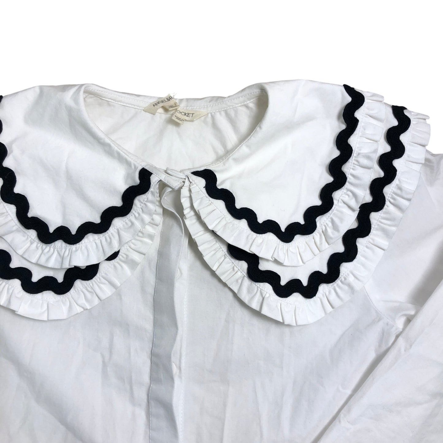 Angel and Rocket Girls White Blouse Size 10Y Ruffle Collar 100 Cotton Fashion