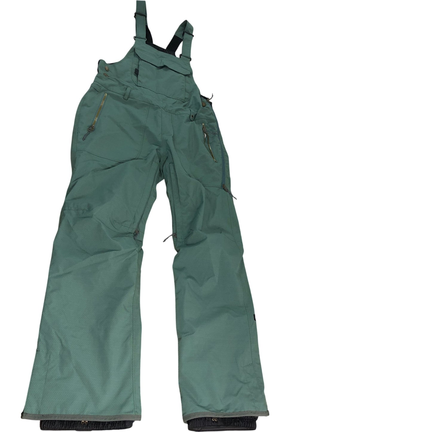 686 Snow Pants Dark Green Waterproof Insulated Trousers with Bib Size Medium