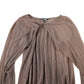 Branded UK6 Women's Blouse Long Sleeve Shiny Chiffon Top Light Brown
