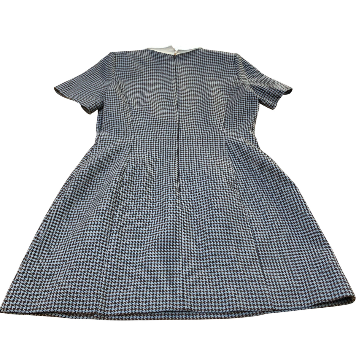 River Island Houndstooth Dress UK12 Women's Button Detail Short Sleeve Collared