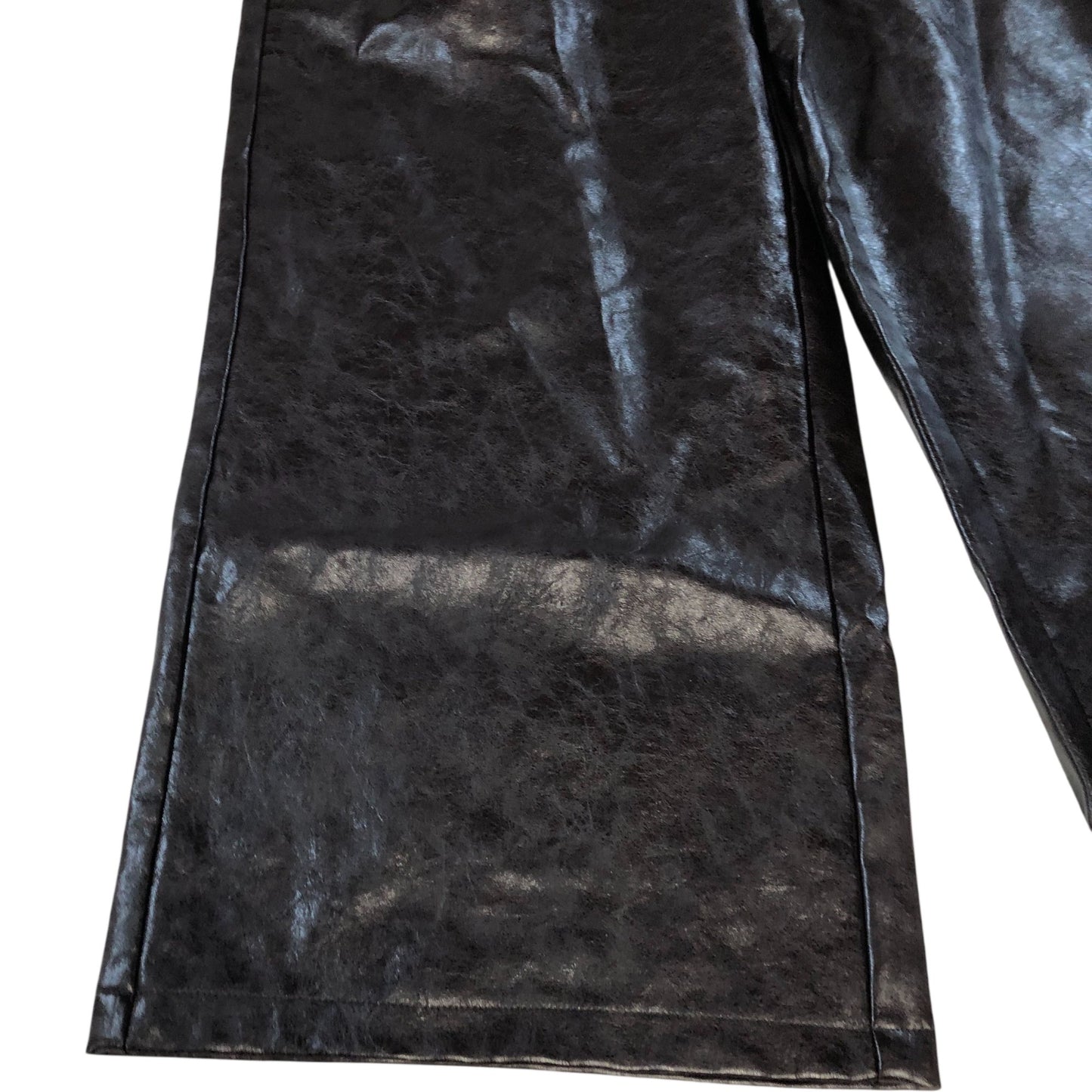 River Island Wide Leg Trousers UK6 Women's Faux Leather High Waist Black