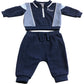River Island Baby Toddler Outfit 0-3 Months Navy Blue Zip Polo Top & Pants Set