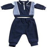 River Island Baby Toddler Outfit 0-3 Months Navy Blue Zip Polo Top & Pants Set
